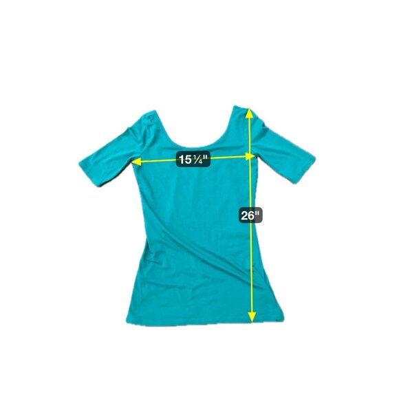 Decree Teal Scoop Neck Half Sleeve Womens Top Sz Small - Picture 7 of 9